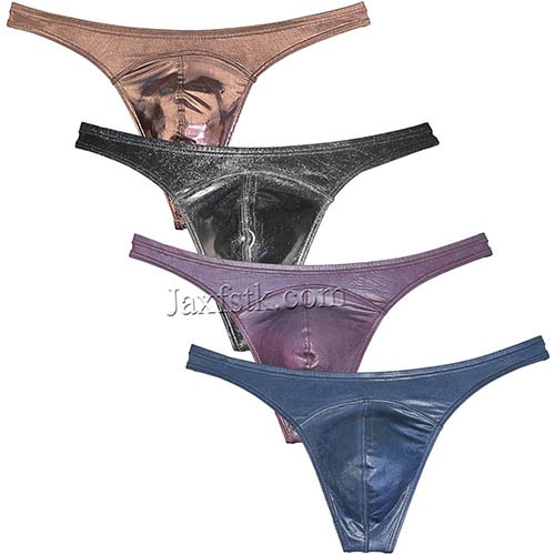 Men's Classic Bulge Pouch Thong Underwear Shiny Metallic Bikini G-string Trunks MU676 M L XL For Choose
