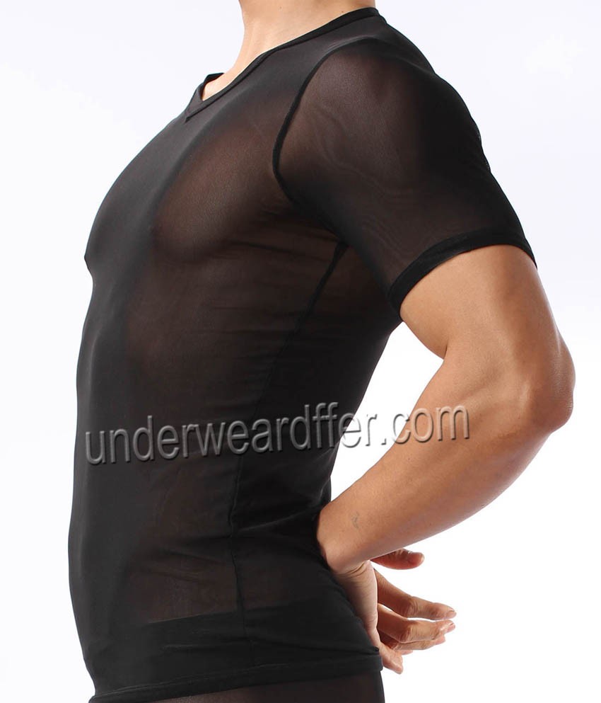 Mens T-shirts Fashion T-Shirt Gym Undershirts Men Mesh See Through Underwear MU927