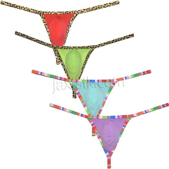 Sexy Male String Ice Silk Hipster Thong Men Leopard Bordered Bikini Briefs Underwear Jockstrap Men MU2405 