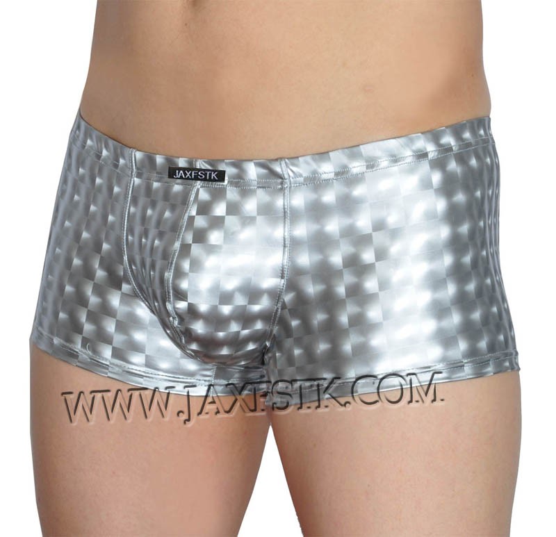 Cool Men's 3D Shiny Boxers Leather Like Pouch Trunks Soft Bottom Pants Underwear MU405S