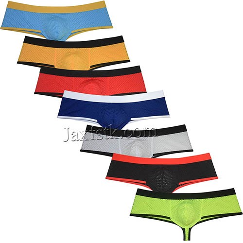 Mens Breath Holes Cheeky Boxers Thong Underwear Hipster Brazilain Bikini Briefs 1/2 Rear Coverage MU140
