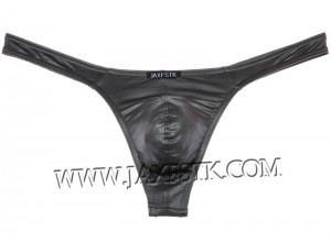 セクシーなブラックMensフェイクレザー下着BIG G-string MU89