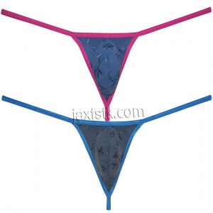 Men's Embroidery Micro Thong Sexy Sissy G-String Underwear Diamond Back T-Back MU2218