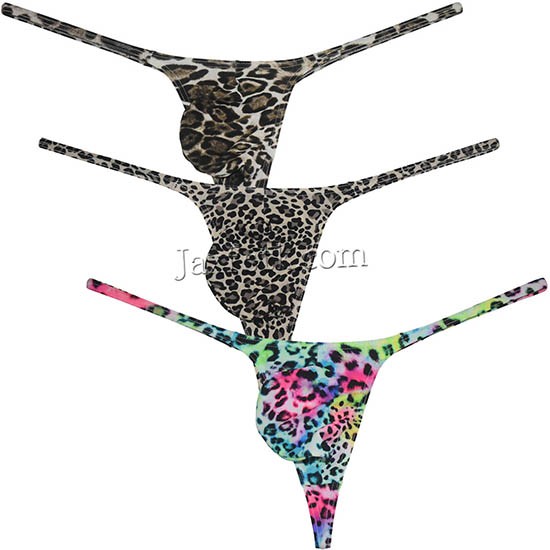 Men Leopard Micro Thong Sissy Lingerie Men Mankini Male Soft String Sexy Underwear Bulge Pouch Tanga MU02B