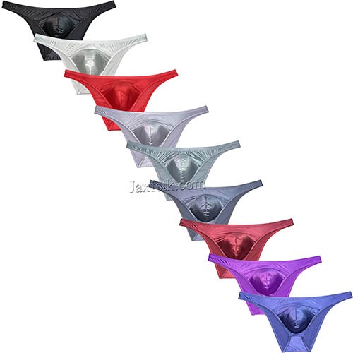 Men's Shiny Bikini Briefs Underwear Enhance Pouch Cheeky Briefs Male Hipster Pants Size M L XL MU132