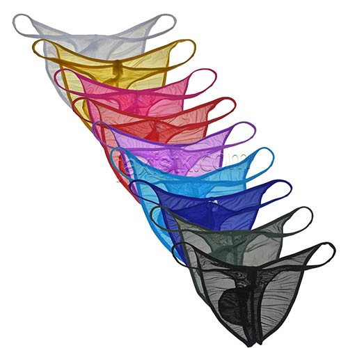  Brazilian Full Pucker Bikini Men's Underwear Posing Jockstrap Hipster See-through Mesh Cheek Briefs MU2174