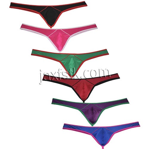 Sexy Slim T-back Men's Low Rise Glossy Thong Underwear Hipster Contour Pouch Tangas  MU2227