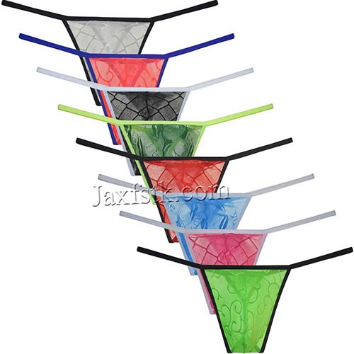 Mens See-throuhg Lace String Thong Underwear Sissy Sports Tangas Hipster T-back Size M L XL 8 Colors For Choose MU2260