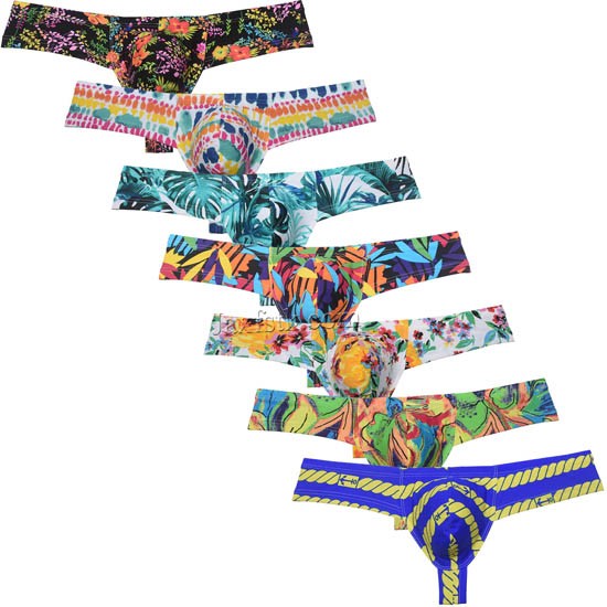 Men Elastic Skimpy Underwar Mini Cheeky Boxer Thong Pouch Hipster Bikini Bottoms MU28-C