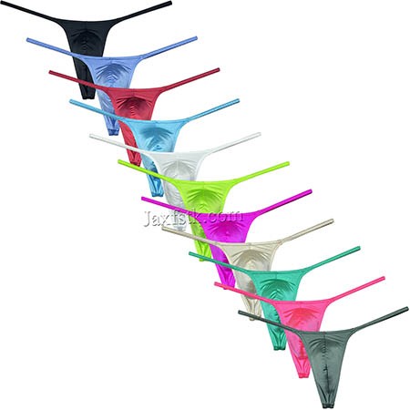 Men's Silk Glossy Micro Cut String Thong Slim Pouch Underwear Swim Posing T-back MU312-N