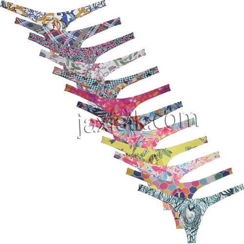 Mens Bikini Thong Underwear Low-rise Bulge G-string Fashion Print Mens Thongs And G Strings Swimwear Hipster Sexy T-back MU43