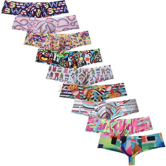 Men Cheeky Boxer Briefs Elastic Skimpy Underwar Boxer Homme Bulge Pouch Hipster Bikini Trunk Panties MU55-H