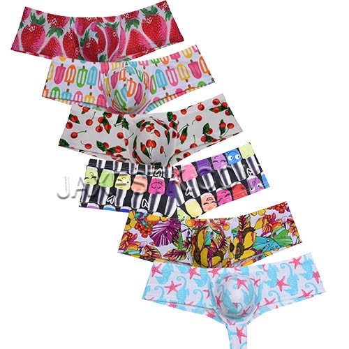 New Sexy Men's Cheeky Boxer Briefs Underwear Male Big Cut Trunk Bulge Brazil Bikini Shorts TS55N