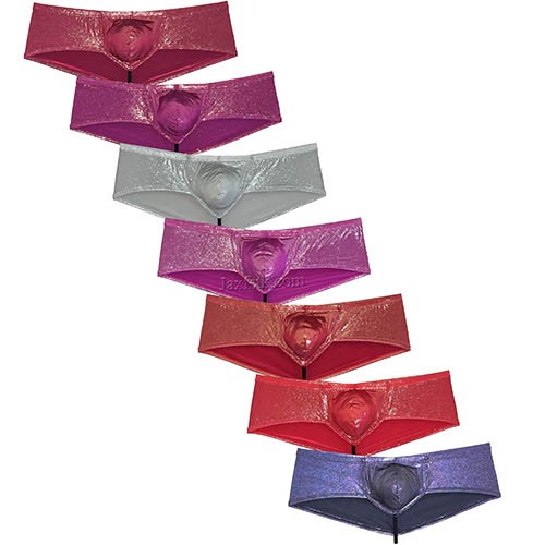 Men's Shiny Ice Silk Thong Boxers Wet Look Underwear Soft & Elast Cheeky Briefs MU660A