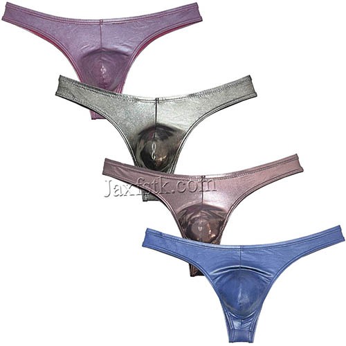 Men's Bikini Briefs Low-rise Wet Look Panties Thong Underwear Shiny Metallic Pants MU678 M L XL For Choose