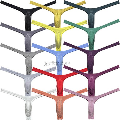 Extreme Slim T-back Male Pouch Enhancing Thong Underwear Shiny Bikinis for Men MU681 M L XL 15 Colors for Choose