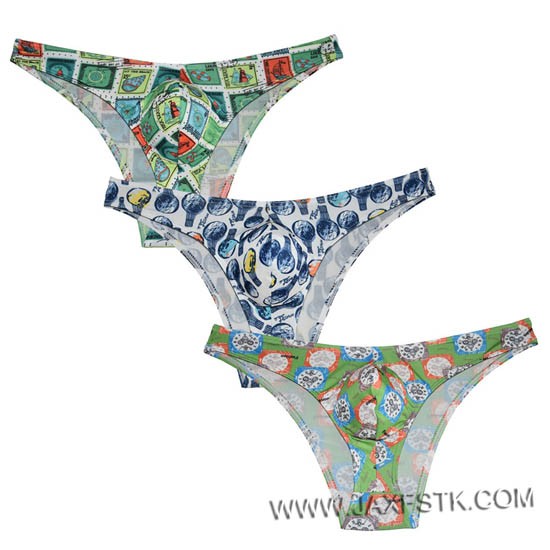 Men's Print Underwear Male Briefs Underwear Bulge Pouch Briefs Bikinis