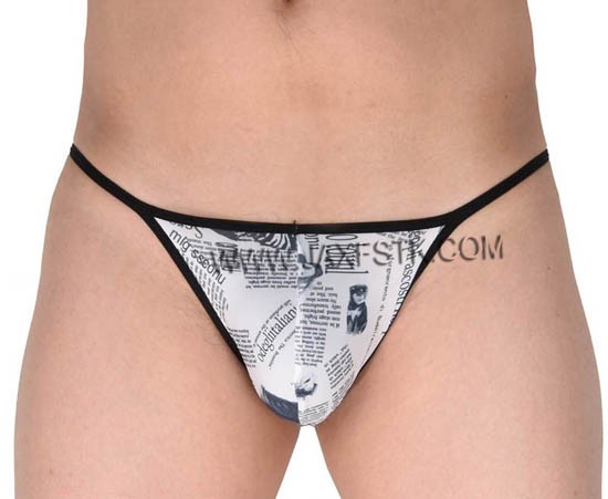 Men's Underwear  Newspaper Print Bikini Briefs Low-rise Jockstrap Elastic String Briefs