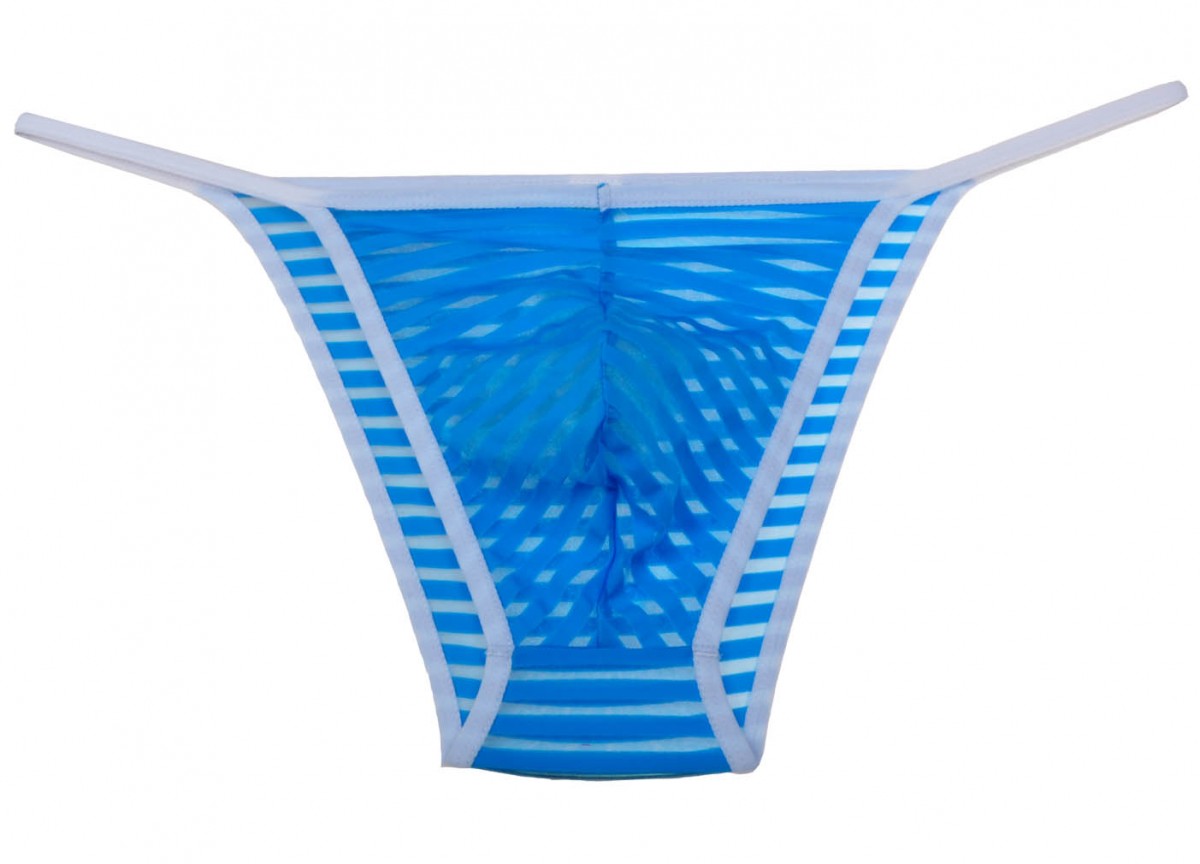 New Men's Border Mesh Striped Briefs Spun Yarn Bikini Brief Underwear Pouch Open Side Fitness Wear MU403