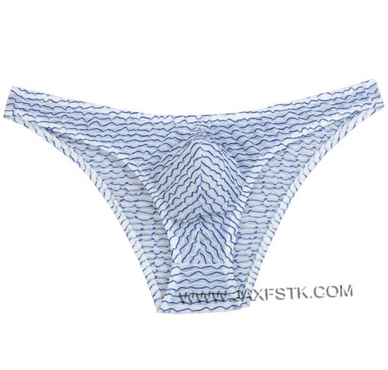 Men's Floating Lace Bikini Mini Briefs Bulge Pouch Male Irregular Stripe Gay Underwear Male Short Pants