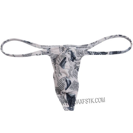 Men's Newspaper Micro Thong Underwear Tangas Guy T-Back Male Penis Pouch String