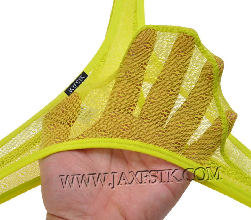 Sexy Men's Sheer Jacquard Lace T-Back Underwear See Through Pouch Bikinis Thongs MU239X