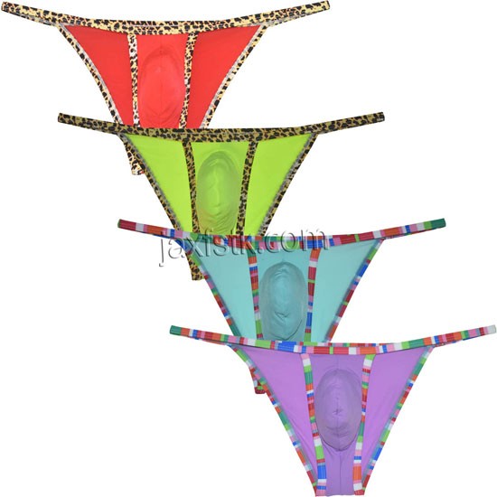 Men Underwear leopard bordered bikini briefs male string ice silk hipster Thong  MU2403