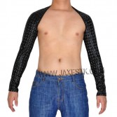 Novel Design Men Stretch Shiny Leather Like Hollow Arm Sleeves Shrug With Breath Holes Body engineers