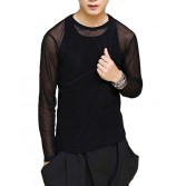 Sexy Men New Sports Long Sleeve Shirt See-Through Mesh WORKOUT Top M ~ XL MU878X