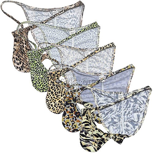 Men's Leopard Cheeky Briefs Underwear Bikini Pant Pouch Narrow Waist Posing Shorts MU04C