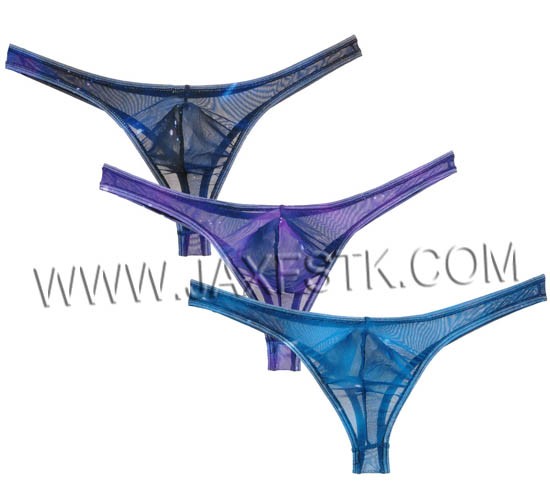 Sexy Men's Tee See-Through Colorful Mesh T-Back Underwear Soft Cool  Original Soft Bikini Thongs