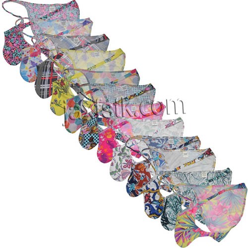 Sexy Mens Cheeky Briefs Underwear Colorful Printed Birefs Sexy Bulge Bikini Low-rise Swimwear String Trunks MU59-N12