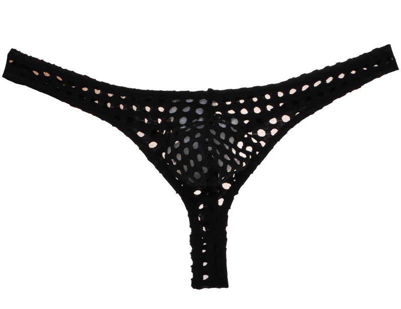 Plus Size Men's Hollow Bikini Thong Underwear Fishnet Pouch T-Back Pants Holes Mini Briefs G-String MU855
