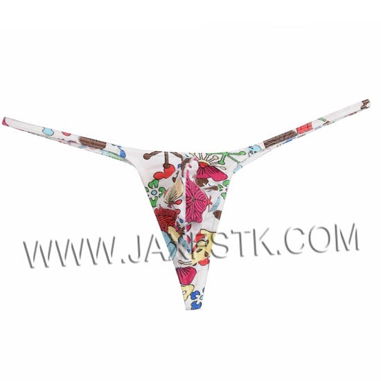 Enhanced Pouch New Arrival Sexy Bikini Men's Thongs Underwear Flowery Print Cotton G-Strings Men Fashion Male Thong Underwear