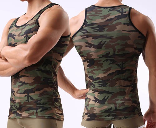 JAXFSTK New Sexy Men’s Camouflage Underwear Tank Top Singlet Undershirt Smooth Casual Vest Size M L XL MU341
