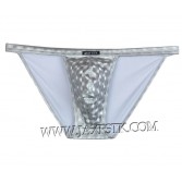 Cool Shiny Men's Pouch Mini Briefs de cuero como tanga ropa interior escritos de lado abierto MU429X