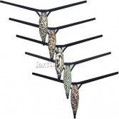 Men's Leopard Mini Bikini T-Back Tear Drop String Thong Underwear Jockstrap Tangas MU07B