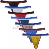 Men's Cotton Bikini Thong  Underwear Elastic Belt Mini Tangas Soft String Y-Back Size M L XL 7 Colors For Choose MU161