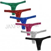 Sexy Bikini Thong Men Leather Like T-back Pucker Underwear Male Shorts Shiny Slim G-string TS2066