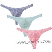 Men's Bluge Pouch Thongs Underwear Unique Stripe Mesh G-Strings