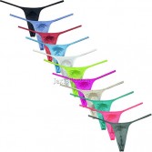 Men's Silk Glossy Micro Cut String Thong Slim Pouch Underwear Swim Posing T-back MU312-N
