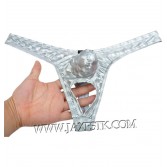 Men Pouch Underwear 3D Patrón T-Back Ball Out Faux corto orificio para Scrotum tanga MU408