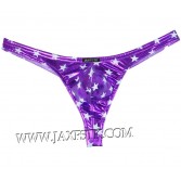 Nuevo modelo de estrellas brillantes de las mujeres tanga Bikini de cuero de imitación T-Back Underwear MU428X