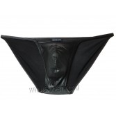 Men’s Open Side Jockstrap Beief Underwear Leather Like Low-rise Bikinis Briefs