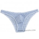 Men's Floating Lace Bikini Mini Briefs Bulge Pouch Male Irregular Stripe Gay Underwear Male Short Pants