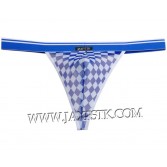 Colorido cuadros hombres amplia bolsa T-Back ropa interior cinturón Mini cadena Bikini Tanga MU218X