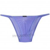 Mens Sheer Microfiber Hip Bikini Briefs Jacquard Mesh Stretch Belt Skimpy Briefs