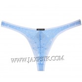 Ropa interior de encaje sexy con encaje de color caramelo para hombres Tanga de bikini transparente de encaje con diseño MU249X