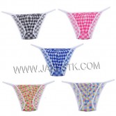 Fashion Plaid Pattern Micro Mesh Sexy Men's Underwear Briefs Bikini See-Through Pouch Male Underpants Men Brief Shorts