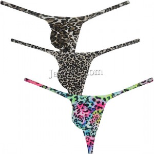 Men Leopard Micro Thong Sissy Lingerie Men Mankini Male Soft String Sexy Underwear Bulge Pouch Tanga MU02B